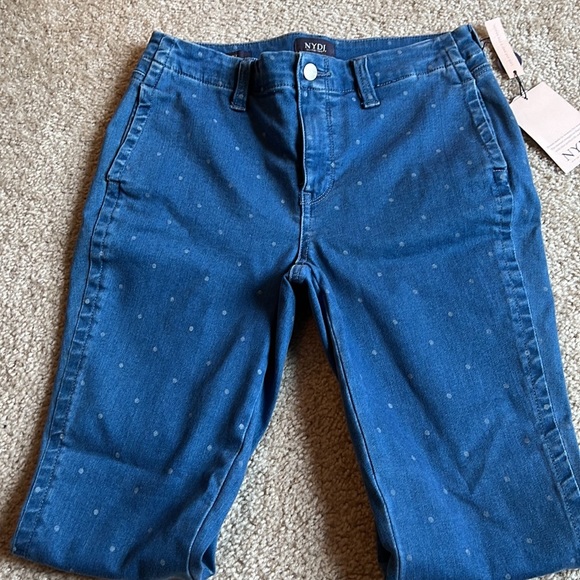 NYDJ Amy Ankle Skinny jeans with welt pockets blue polka dot size 6 denim - Picture 4 of 8